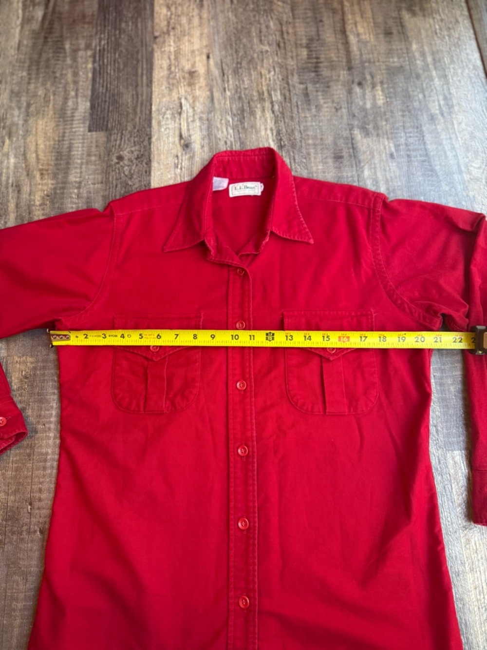 L.L. Bean Red Flannel Shirt Womens L 14 Long Sleeve Button Down Soft - Picture 3 of 8